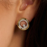 Zirconia Double Circle Earrings