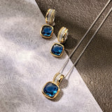 Blue Cushion Structure Hoops