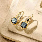 Blue Cushion Hoops