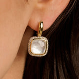 Zirconia Cushion Earrings with pearl