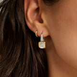 Zirconia Cushion Earrings with pearl