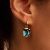 Blue Cushion Hoops