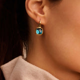Blue Cushion Hoops