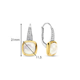 Zirconia Cushion Earrings with pearl